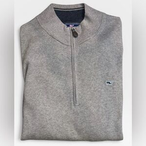 Vineyard Vines Men’s Heather Brown Quarter-Zip Cashmere Cotton Sweater, XL